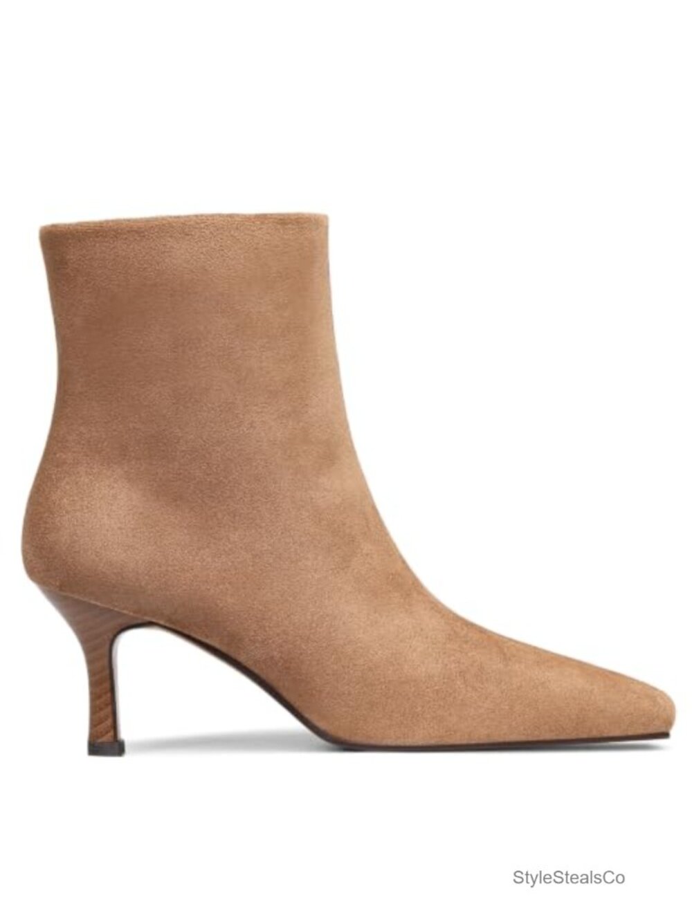 Kitten Heel Square Toe Ankle Boots Women Suede Zip Booties